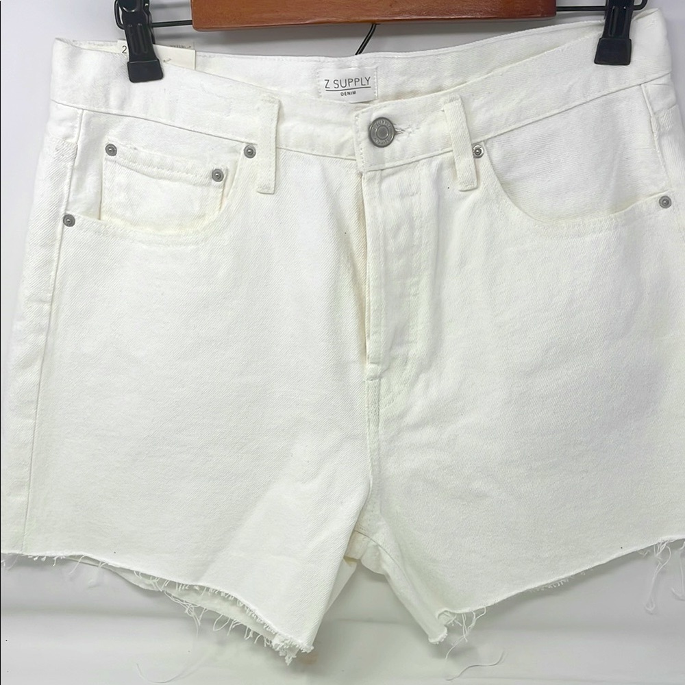 Z Supply White Frayed Hem Jean Shorts Size 29 Brand New W/Tags